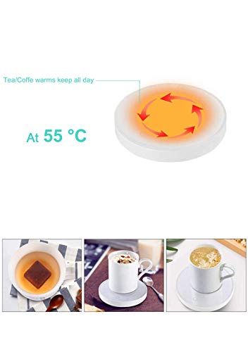 Zhangpu Tassenwärmer Getränkewärmer Pad, Kaffeewärmer, USB Getränkewärmer, intelligenter Berührungsschalterwärmer, tragbares, automatisches Ausschalten des Desktop-Getränkewärmer Heizpads,Weiß - 4
