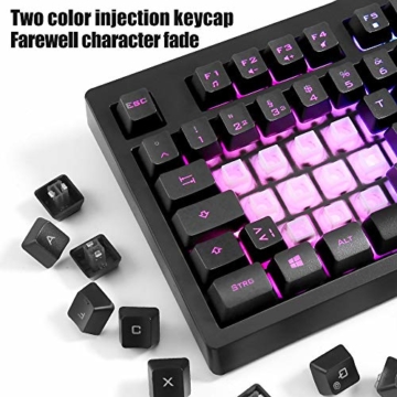 ZJFKSDYX Wiederaufladbare RGB Wireless Gaming Tastatur, 2,4G Wireless-Verbindung, Full Key konfliktfrei, wasserdicht, leise, Lange Standby, deutsches Layout (schwarz). - 3