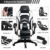 Amazon Brand - Umi Gaming Stuhl Bürostuhl Schreibtischstuhl mit Armlehne Drehstuhl Höhenverstellbarer Gaming Sessel PC Stuhl Ergonomisches Chefsessel mit Fußstützen White - 2