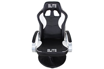 Elite Deluxe Gaming Sessel MG-300 - Bürostuhl - Gamingstuhl - Streamingstuhl - Drehstuhl - Ergonomisch - Racingoptik - Fußhocker - Chefsessel - Racing (Schwarz/Weiß) - 3