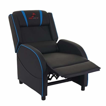 Mendler Fernsehsessel HWC-D68, HWC-Racer Relaxsessel TV-Sessel Gaming-Sessel, Kunstleder - schwarz/blau - 2