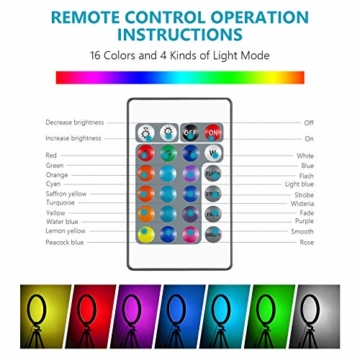 Neewer 10 Zoll RGB Selfie Ringlicht mit Stativständer und Telefonhalter Infrarot-Fernbedienung dimmbaren 16 Farben und 4 Blitzmodi für Make-up/Live-Streaming/YouTube/Tiktok/Videoaufnahmen - 4