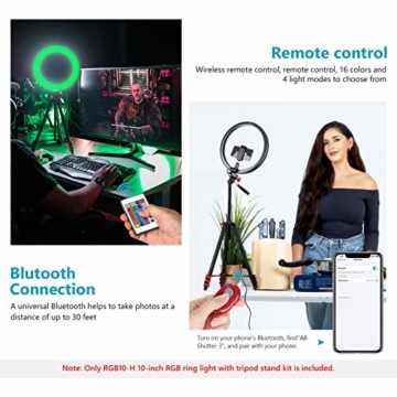 Neewer 10 Zoll RGB Selfie Ringlicht mit Stativständer und Telefonhalter Infrarot-Fernbedienung dimmbaren 16 Farben und 4 Blitzmodi für Make-up/Live-Streaming/YouTube/Tiktok/Videoaufnahmen - 8