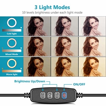 Neewer LED Ringlicht 6 Zoll für YouTube Video,Livestreaming,Makeup,Desktop Mini USB Kamera LED Licht mit 3 Lichtmodi und 10 Helligkeitsstufen - 4