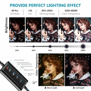 Neewer LED-Ringlicht mit Stativ, 25,4 cm, dimmbar, Ringlicht mit 137,2 cm Stativ und Handy-Halterung für Live-Streaming/Make-up/YouTube, Bloggen, Videoaufnahmen - 4