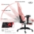 Nokaxus Gaming-Stuhl Bürostuhl Größe hohe Rückenlehne ergonomischer Rennsitz mit Massage Lendenwirbelstütze und einziehbarer Fußstütze PU-Leder 90-180 Grad Anpassung der Rückenlehne (Yk-6008-pink) - 3