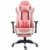Nokaxus Gaming-Stuhl Bürostuhl Größe hohe Rückenlehne ergonomischer Rennsitz mit Massage Lendenwirbelstütze und einziehbarer Fußstütze PU-Leder 90-180 Grad Anpassung der Rückenlehne (Yk-6008-pink) - 1