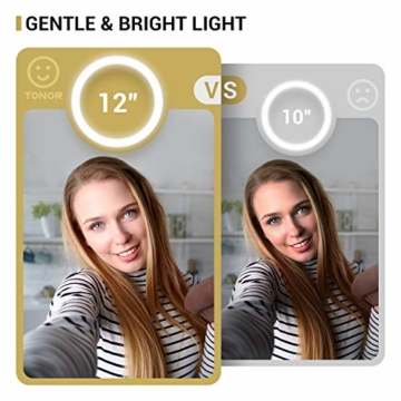 TONOR 12'' Selfie Ringlicht mit Stativständer, Bluetooth Fernauslöser mit Handy Halterung für Zoom Konferenz/TikTok/YouTube/Makeup/Fotograf/Streaming, kompatibel mit iOS/Android (TRL-20) - 3