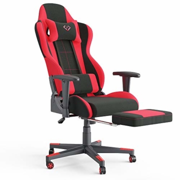 Vicco Gaming Chair Alpha Racing Stuhl Sessel Bürostuhl Chefsessel Drehstuhl Fußstütze (Schwarz/Rot) - 1