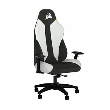 Corsair TC70 Remix Gaming-Stuhl (Entspannte Passung, Bezug aus Kunstleder und Weichem Stoff, Integrierte Lendenstütze aus Schaumstoff, Vielseitig Verstellbare Armlehnen, Leicht zu Montieren), Weiß - 1