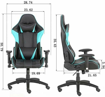 Futurefurniture®Gaming Stuhl,gamingstuhl,Gaming Sessel,Gaming Chair,mit Kopfstütze und Lendenkissen,Farbe:Blau - 6