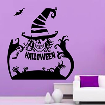 Amosfun Halloween Wandaufkleber PVC Abnehmbare Hexe Wandtattoos Schlafzimmer Wandpaster Home Decoration (Free to Stick) Party Favor - 3