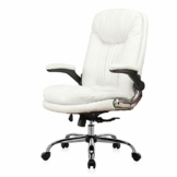 Chefsessel Bürostuhl,hohe Rückenlehne Ergonomischer Schreibtischstuhl,Computerstuhl mit hochklappbaren Armlehnen,Konferenzstuhl mit Rollen PU-Leder (Weiß) - 1