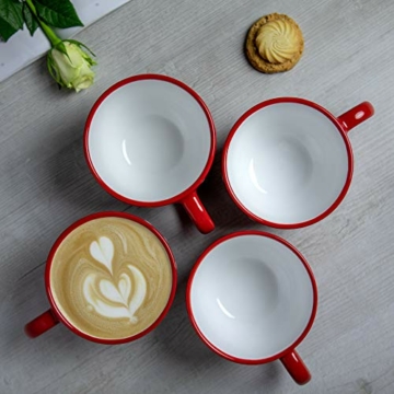 City to Cottage® - Keramik XXL Tasse 500 ml | Kaffeebecher | Rot und Weiß | Polka Dots | Handgemacht | Keramik Geschirr | Große Tasse - 5