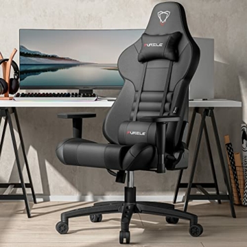 Gaming Stuhl - Furgle Gamer Stuhl - Bürostuhl - Zocker Ergonomischer Verstellbarer Drehstuhl Gaming Chair - Schaukel Modus - mit Kopfstütze und Lendenwirbelstütze - Schwarz - 9