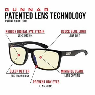 Gunnar Gaming- und Computerbrille | Model: Intercept, Rahmen: Onyx, Linse: Amber | Anti-Blaulicht-Brille | Patentierte Linse, 65% Blaulicht- & 100% UV-Lichtschutz - 5