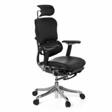hjh OFFICE 652990 Bürostuhl Chefsessel ERGOHUMAN LEGPRO Leder schwarz, mit Beinablage individuell einstellbar inkl. Sitzneigefunktion, Bürodrehstuhl ergonomisch, Drehstuhl, Schreibtischstuhl, Büro - 2
