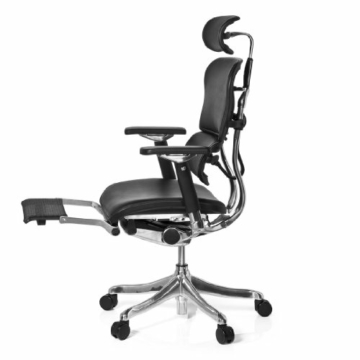 hjh OFFICE 652990 Bürostuhl Chefsessel ERGOHUMAN LEGPRO Leder schwarz, mit Beinablage individuell einstellbar inkl. Sitzneigefunktion, Bürodrehstuhl ergonomisch, Drehstuhl, Schreibtischstuhl, Büro - 13