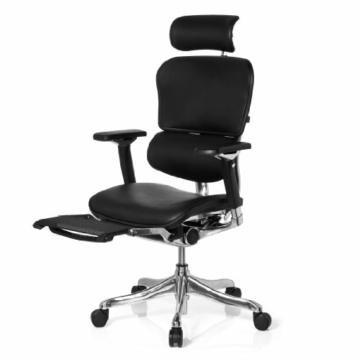 hjh OFFICE 652990 Bürostuhl Chefsessel ERGOHUMAN LEGPRO Leder schwarz, mit Beinablage individuell einstellbar inkl. Sitzneigefunktion, Bürodrehstuhl ergonomisch, Drehstuhl, Schreibtischstuhl, Büro - 15