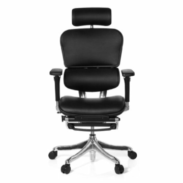 hjh OFFICE 652990 Bürostuhl Chefsessel ERGOHUMAN LEGPRO Leder schwarz, mit Beinablage individuell einstellbar inkl. Sitzneigefunktion, Bürodrehstuhl ergonomisch, Drehstuhl, Schreibtischstuhl, Büro - 17