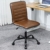 Leder Bürostuhl Braun schreibtischstuhl ohne armlehne Arbeitshocker mit Lehne höhenverstellbarer, 30° neigbare Rückenlehne, 180kg Belastbar - 1