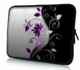 Luxburg® Design Laptoptasche Notebooktasche Sleeve für 17,3 Zoll, Motiv: Blumenornament lila/weiß - 1