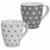 matches21 XXL Jumbo Tassen Becher Kaffeebecher 2-tlg. Set mit Sternen grau & weiß aus Porzellan hergestellt je 11 cm hoch / 450 ml - 