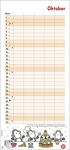 sheepworld Familienplaner 2022 - Wandkalender mit Monatskalendarium, 5 Spalten, Schulferien, 2 Stundenpläne, 3-Monats-Ausblick Januar bis März 2023 - 21 x 45 cm - 11