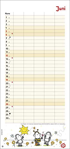 sheepworld Familienplaner 2022 - Wandkalender mit Monatskalendarium, 5 Spalten, Schulferien, 2 Stundenpläne, 3-Monats-Ausblick Januar bis März 2023 - 21 x 45 cm - 7