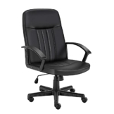Snoviay Bürostuhl, Schreibtischstuhl aus Leder mit mittlerer Rückenlehne, Computer-Drehstuhl, ergonomischer Executive-Stuhl mit Armlehnen(Schwarz) - 1