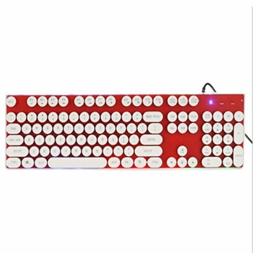 104-Key Verkabelten Computer Luminous Keyboard, Sieben-Farben-Hintergrundbeleuchtung USB Retro Notebook Gaming Keyboard Geeignet Für Desktop-Computer,Rot - 1