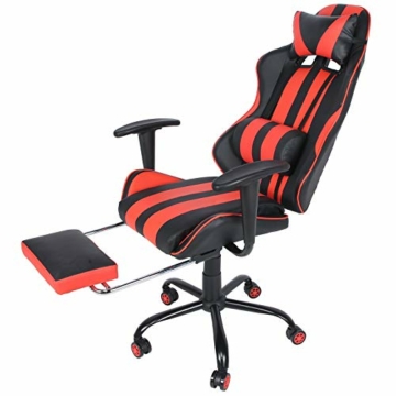 Aoutecen Verschleißfester ergonomischer Stuhl Spielstuhl Computerstuhl mit Lendenkissen Fußstütze Kopfstütze für Jugendliche Ehemänner und andere Spielbegeisterte(Reddish Black) - 3