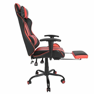 Aoutecen Verschleißfester ergonomischer Stuhl Spielstuhl Computerstuhl mit Lendenkissen Fußstütze Kopfstütze für Jugendliche Ehemänner und andere Spielbegeisterte(Reddish Black) - 1