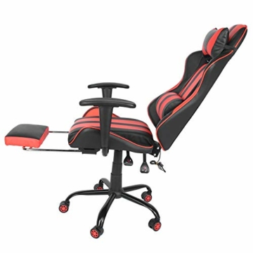 Aoutecen Verschleißfester ergonomischer Stuhl Spielstuhl Computerstuhl mit Lendenkissen Fußstütze Kopfstütze für Jugendliche Ehemänner und andere Spielbegeisterte(Reddish Black) - 7