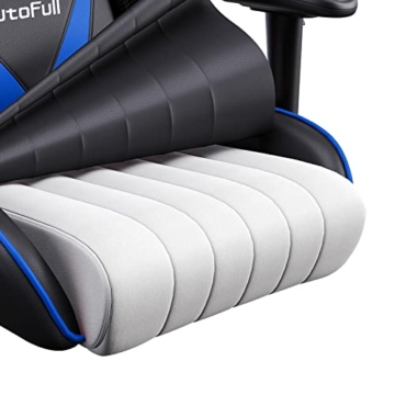 AutoFull Gaming Stuhl Schreibtischstuhl Gamer Ergonomischer Bürostuhl mit hoher Rückenlehne und Lendenwirbelstütze,PU-Leder,Einstellbare Sitzhöhe und Rückenlehnenneigung,Blau (DREI Jahre Garantie) - 4