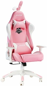 AutoFull Pink Gaming Stuhl Bürostuh Chefsessel PU-Leder Ergonomische Computer Stühle mit Süßen Hasenohren und Schwanz, rosa (DREI Jahre Garantie) - 1