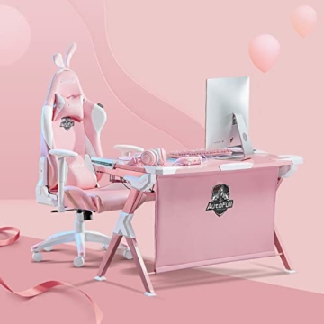 AutoFull Pink Gaming Stuhl Bürostuh Chefsessel PU-Leder Ergonomische Computer Stühle mit Süßen Hasenohren und Schwanz, rosa (DREI Jahre Garantie) - 5