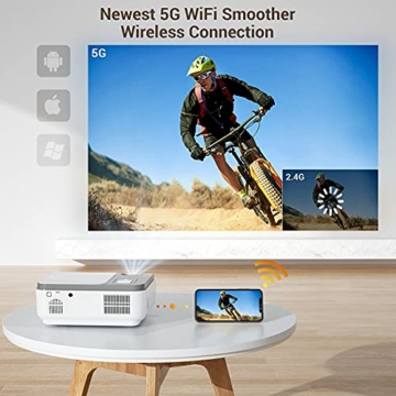 Beamer, WiMiUS 8500 Lumen Full HD 1080P Beamer 5G WiFi Bluetooth Beamer LED Heimkino Projektor Unterstützung 4K Video mit 4D Trapezkorrektur&-50% Zoom - 2