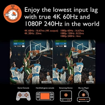 BenQ 4K Gaming Beamer TK700STi mit 3.000 ANSI Lumen, HDR, Game-Modi, Kurzdistanz, geringem Input Lag von 16 ms perfekt für Spielkonsolen - 5