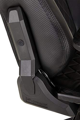 Corsair T1 Race Racing Gaming-Stuhl aus Kunstleder, einfache Montage, ergonomisches Drehgelenk, höhenverstellbar und 4D-Armlehnen, Lordosenstütze, bequem mit Liege - Schwarz - 12