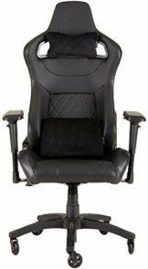 Corsair T1 Race Racing Gaming-Stuhl aus Kunstleder, einfache Montage, ergonomisches Drehgelenk, höhenverstellbar und 4D-Armlehnen, Lordosenstütze, bequem mit Liege - Schwarz - 1