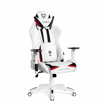 Diablo X-Ray Gaming Stuhl Bürostuhl Gamer Chair Schreibtischstuhl 4D Armlehnen Ergonomisches Design Kunstleder Perforation Wippfunktion Weiß-Schwarz Normal (L) - 1