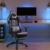 Dowinx Gaming Stuhl Ergonomischer Rennstil mit Massage Lendenwirbelstütze Bürosessel für Computer PU-Leder mit versenkbarer Fußstütze (Grau) - 7