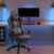 Dowinx Gaming Stuhl Ergonomischer Rennstil mit Massage Lendenwirbelstütze Bürosessel für Computer PU-Leder mit versenkbarer Fußstütze (Braun) - 7