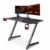 Dripex Gaming Tisch, Schreibtisch Gaming mit Großer Oberfläche, Z-förmiger Stabiler Bein und Kohlefaser-Desktop, mit Getränke-, Gamepad- und Kopfhörerhalter, 110x75x60cm, Schwarz - 1