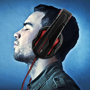 Gaming Headset, Dland 3.5mm verdrahteten Bass Stereo Noise Isolation Gaming-Kopfhörer mit Mikrofon für Laptop-Computer, Handy, PS4 und so on- Volume Control (schwarz und rot) - 7