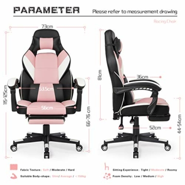 IntimaTe WM Heart Racing Stuhl mit Hoher Rückenlehne, Ergonomischer Gaming Stuhl, Bürostuhl aus Kunstleder (Pink) - 2