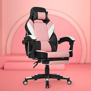 IntimaTe WM Heart Racing Stuhl mit Hoher Rückenlehne, Ergonomischer Gaming Stuhl, Bürostuhl aus Kunstleder (Pink) - 3