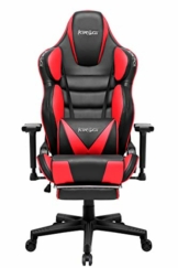 Kirogi ergonomischer Gaming Stuhl, verstellbare Gaming-Stühle mit Fußstütze und Muscle-Design, großer PC-Gaming-Stuhl mit Kopfstütze und Lendenwirbelstütze, 180°Büro-Gaming-Stuhl aus Leder. Rot - 1