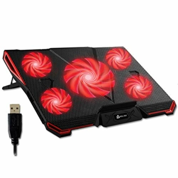 KLIM Cyclone - Laptop Kühler + Ständer + Maximale Kühlung + Verhindere Überhitzung + Schütze Dein Laptop + 5 Lüfter 2200 & 1200 RPM + Cooling Pad für Computer PS4 Xbox One + Rot Neue 2021 Version - 1